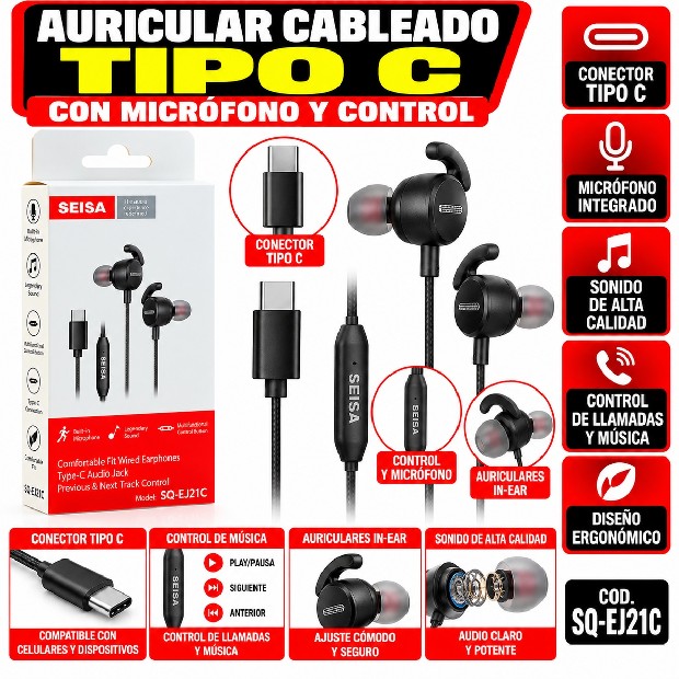 &ua AURICULAR CABLE MANOS LIBRES SQ-EJ21C